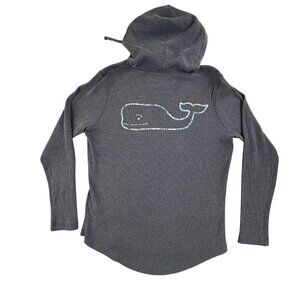 Vineyard Vines Hoodie Mens Large Blue Waffle Knit Whale Logo Pullover Graphic
